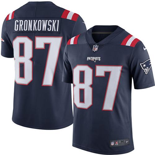 Nike Patriots #87 Rob Gronkowski Navy Blue Men's Stitched NFL Limited Rush Jersey - Click Image to Close